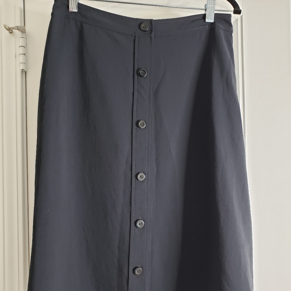 Everlane | Button-Front Black Swing Skirt
